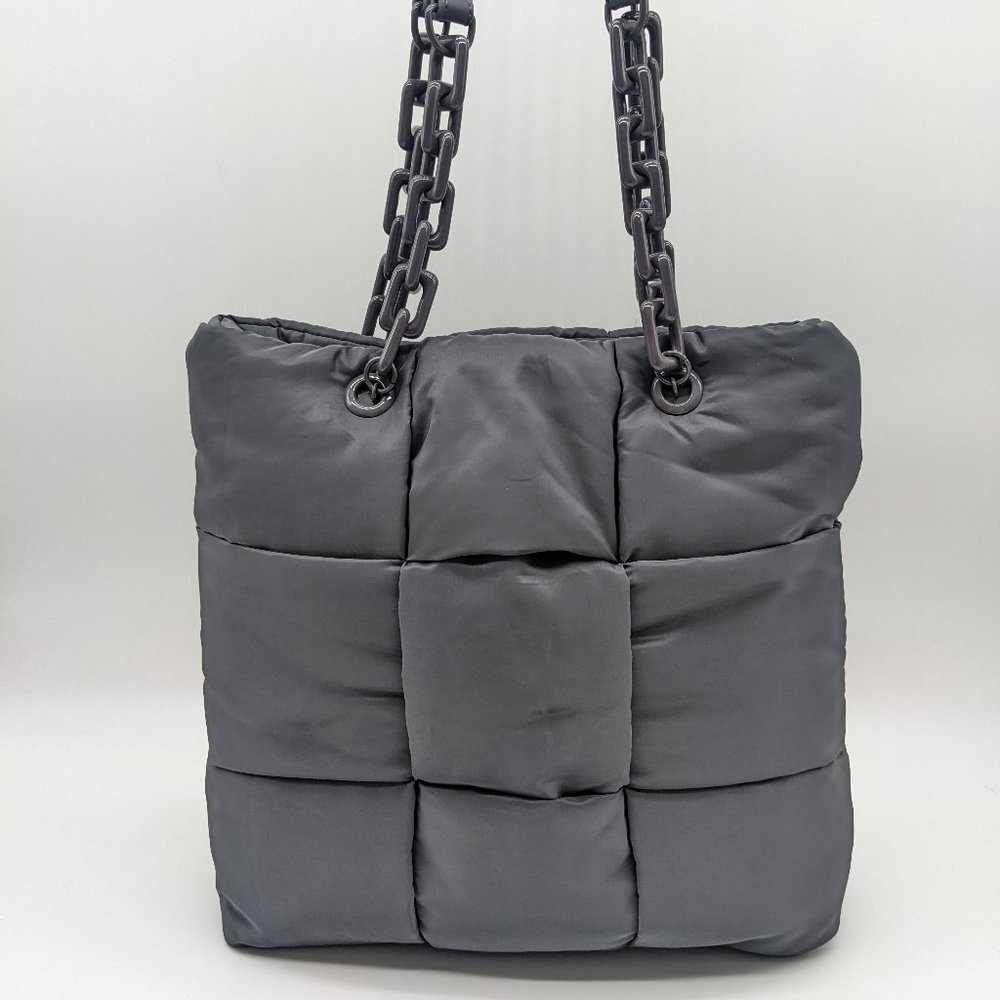 INC Dhanna woven nylon women's tote bag - LEAD / DARK GRAY